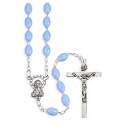  OVAL LIGHT BLUE PLASTIC BEADS ROSARY (2 PC) 