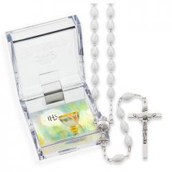  WHITE FIRST COMMUNION ROSARY (2 PC) 