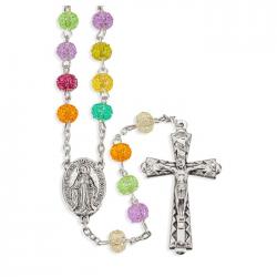  MULTI-COLOR \"CANDIED\" TEXTURED ACRYLIC BEAD ROSARY 