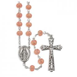  PINK \"CANDIED\" TEXTURED ACRYLIC BEAD ROSARY 