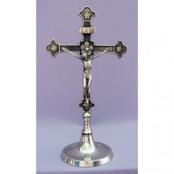 Silverplated Brass Standing Crucifix, 11 1/2\" 