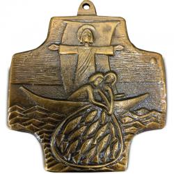  Brass Cross - \"Miraculous Catch of Fish\" 