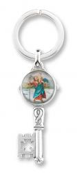  ST. CHRISTOPHER ANTIQUE SILVER KEY KEYCHAIN (3 PC) 