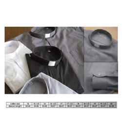  Dark Grey Short Sleeve Tab Clergy Shirt - Poly-Cotton 