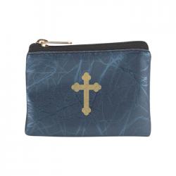  BLUE MARBLE PATTERNED ZIPPER ROSARY POUCH (3 PC) 