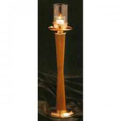  Acolyte Candlestick | 18\" | Bronze Or Brass With Oak | 15 Hour Votive 