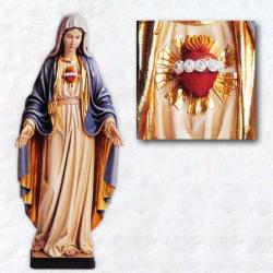  Immaculate/Sacred Heart of Mary Statue in Linden Wood, 6\" - 60\"H 