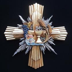  Eucharistic Symbol Low Relief in Poly-Art Fiberglass, 23\" & 54\"H 