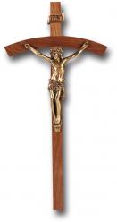  9\" WALNUT CROSS WITH MUSEUM GOLD CORPUS 