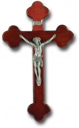  10\" LATIN STYLE DARK CHERRY CROSS WITH PEWTER CORPUS 