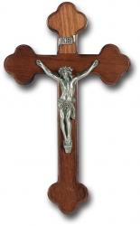  10\" WALNUT WOOD CROSS WITH PEWTER CORPUS 