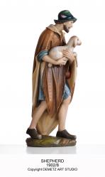  Shepherd w/Lamb Christmas Nativity Figurine by \"Kostner\" in Linden Wood 