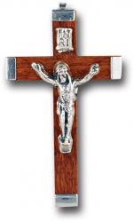  2.5\" BROWN WOOD METAL BOUND CRUCIFIX (25 PC) 