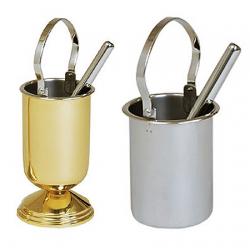  Holy Water Pot & Sprinkler - Polished Brass - 9\" Ht 