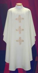  Easy Care Embroidered Dalmatic - Triple Cross Design - Front Only - 100% Poly 