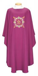  Easy Care Embroidered Dalmatic - IHS/Grapes Design - Front Only - 100% Poly 