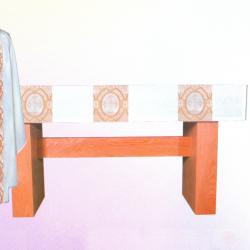 Satin Brocade Altar Cloth w/4 Straight Panels 