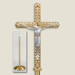  Satin Finish Bronze Floor Processional Crucifix: Style 2070 - 85\" Ht 