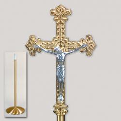  High Polish Finish bronze Floor Processional Crucifix: 2075 Style - 83\" Ht 