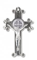  3 1/16\" ST. BENEDICT SILVER OXIDIZED CRUCIFIX 