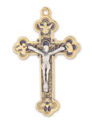  BLUE ENAMELED ORNATE ROSARY CRUCIFIX (10 PC) 