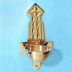  Holy Water Font | Wall Mount | 8\" x 16\" | Bronze | Modern Cross Accent 