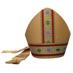  \"Banded\" Gold Mitre - Front/Back - Giotto Fabric - 95% Wool/5% Gold Thread 