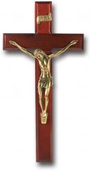  12\" DARK CHERRY CROSS WITH MUSEUM GOLD CORPUS 