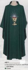  \"Chalice/Host\" Chasuble - Washable - Ample Cut - 100% Poly 