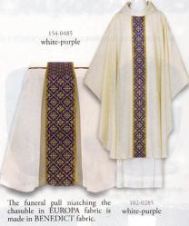  Chasuble - Hannah 0485 Series Plain Neck - Brocade Orphrey - Europa Fabric 