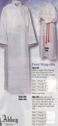  Altar Server Front Wrap Alb - Velcro Closure - Light Weight - 100% Poly 