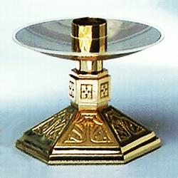  Altar Candlestick | 5\" | Brass Or Bronze | Hexagonal Base & Column 