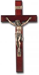  13\" CHERRY WOOD CROSS WITH MUSEUM GOLD CORPUS 