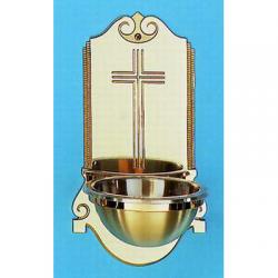  Holy Water Font | Wall Mount | 7-1/2\" x 15\" \" | Bronze | Contemporary Cross 