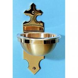  Holy Water Font | Wall Mount | 5-1/8\" Bowl | Bronze | Small Cross 