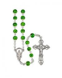  GREEN SPECKLED GLASS BEAD ROSARY 