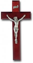  10\" DARK CHERRY CROSS WITH FINE PEWTER CORPUS 