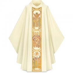  White Chasuble - \"Life of Christ\" - Cantate Fabric 