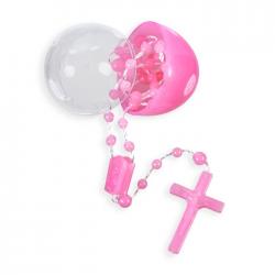  WHITECORD PINK BEAD ROSARY IN SMALL EGG CASE (10 PC) 