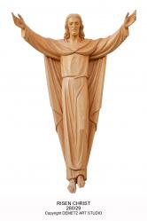  Risen Christ Statue 3/4 Relief in Stained Linden Wood 