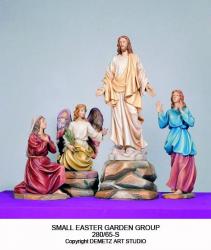  Small Easter Garden Scene Statue w/Four Figures & Two Bases in Fiberglass, 30\"H 