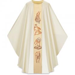  Beige Gothic Chasuble - Dupion Fabric 