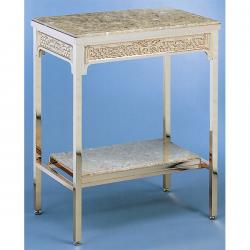  Credence Table | 17\" X 26\" X 33\" | Bronze Or Brass | Marble Top 