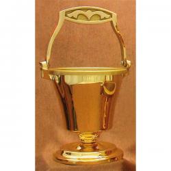  High Polish Finish Bronze Holy Water Pot & Sprinkler: 3077 Style - 11.5\" Ht 