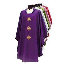  \"Triple Cross\" Chasuble - Primavera Fabric - 100% Poly 