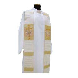  \"Cross/JHS\" Overlay Stole - Michelangelo Fabric - 95% Wool/5% Gold Thread 