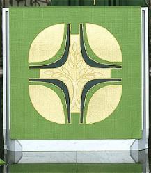  Green Altar Cover - \"Designed Cross\" - Omega Fabric 