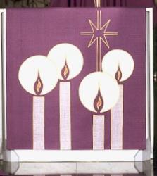  Purple Altar Cover - \"Candles & Star\" - Omega Fabric 