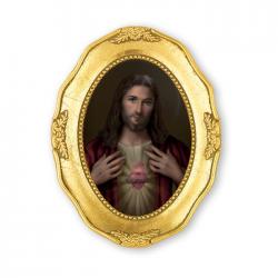  SACRED HEART GOLD EMBOSSED PRINT GOLF LEAF FRAME 