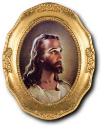  SALLMAN HEAD CHRIST GOLD EMBOSSED PRINT GOLF LEAF FRAME 